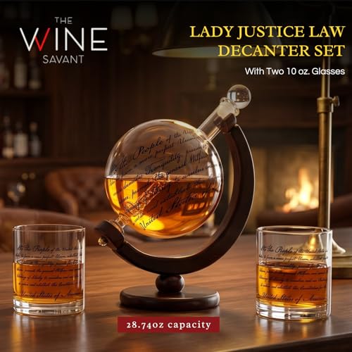 Lady Justice Law U.S. Constitution Whiskey & Wine Decanter Set - 850ml-1
