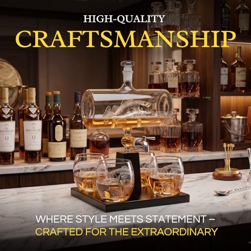 Bass Fish Wine & Whiskey Decanter Set 1100ml-4