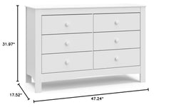 Noah White Six Drawer Dresser GREENGUARD Gold Certified-2
