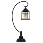 31" Bronze Metal Table Lamp With Bronze Cage Shade-1