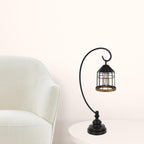 31" Bronze Metal Table Lamp With Bronze Cage Shade-2