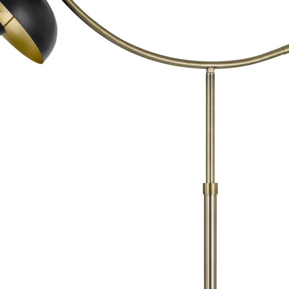 66" Bronze Adjustable Arc Floor Lamp With Bronze Dome Shade-3