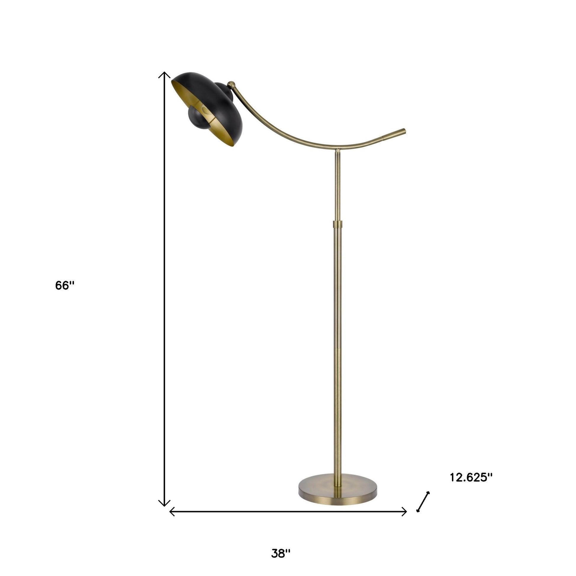 66" Bronze Adjustable Arc Floor Lamp With Bronze Dome Shade-5