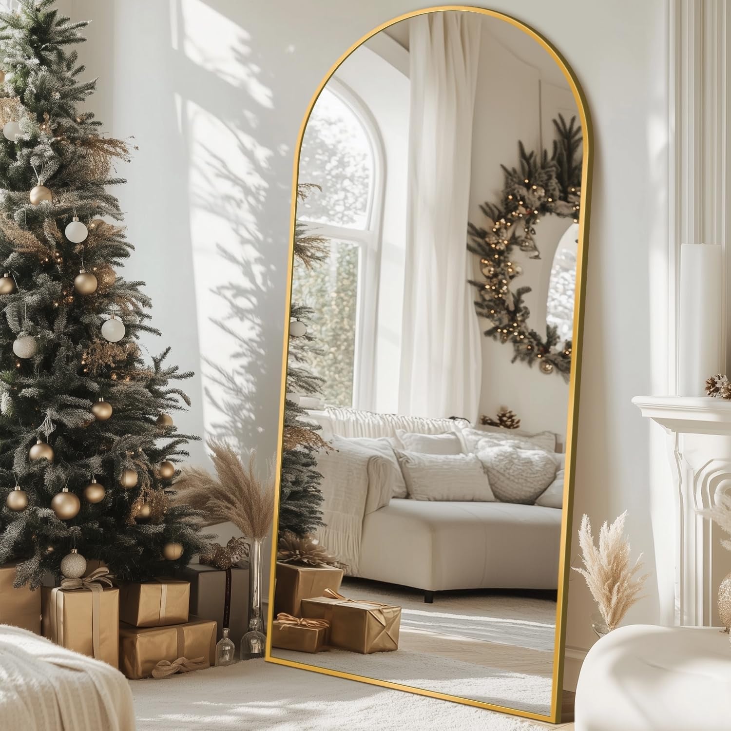 Full Length Floor Mirror 71x28 Inches Gold Aluminum Frame-2