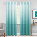 DWCN Faux Linen Ombre Sheer Curtains, Set of 2 Panels-0