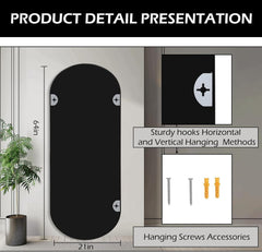 Architectural Arched Full Length Mirror 64x21 Inches Black-2