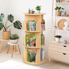 Kids Rotating Corner Bookshelf Three Tier Space Saver-1