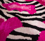 Bold Handmade Silk Velvet Throw Pillow - 16x24, Fuchsia and Black Abstract Animal Print with Down Feather Insert-1