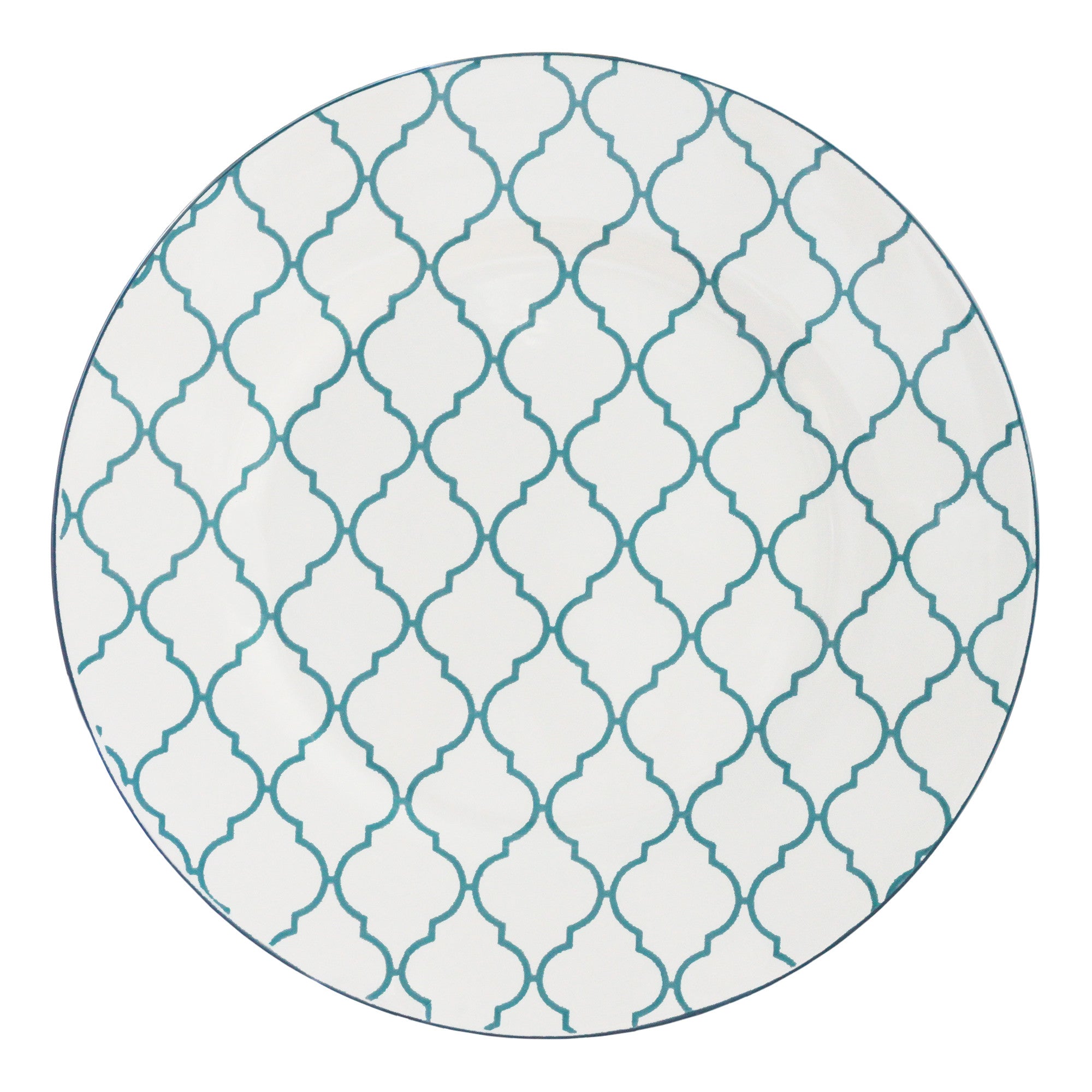 Turquoise Sixteen Piece Round Trellis Ceramic Service For Four Dinnerware Set-3