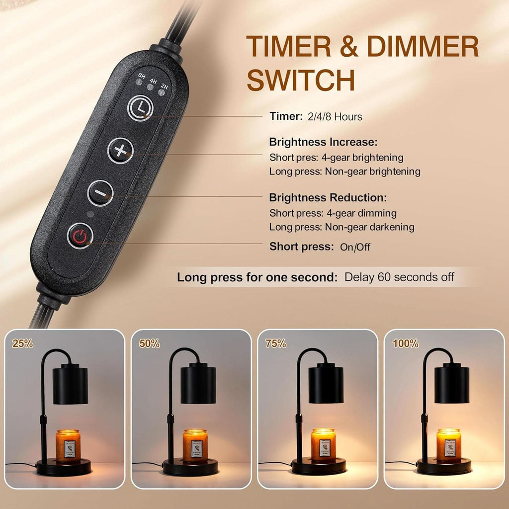 Candle Warmer Lamp With Programmable Dimmer Matte Black