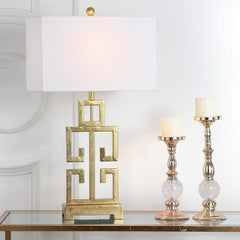 Greek Key Table Lamps Antique Gold Finish 29 Inch Led Bulbs-3