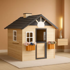Wooden Outdoor Play house With Working Door Windows-0