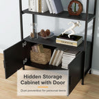 Arched Bookcase With Doors 71 Inch Industrial Black-3