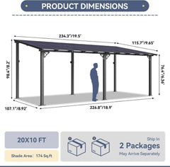 10x20 Ft Gazebo With Aluminum Frame Polycarbonate Roof-1