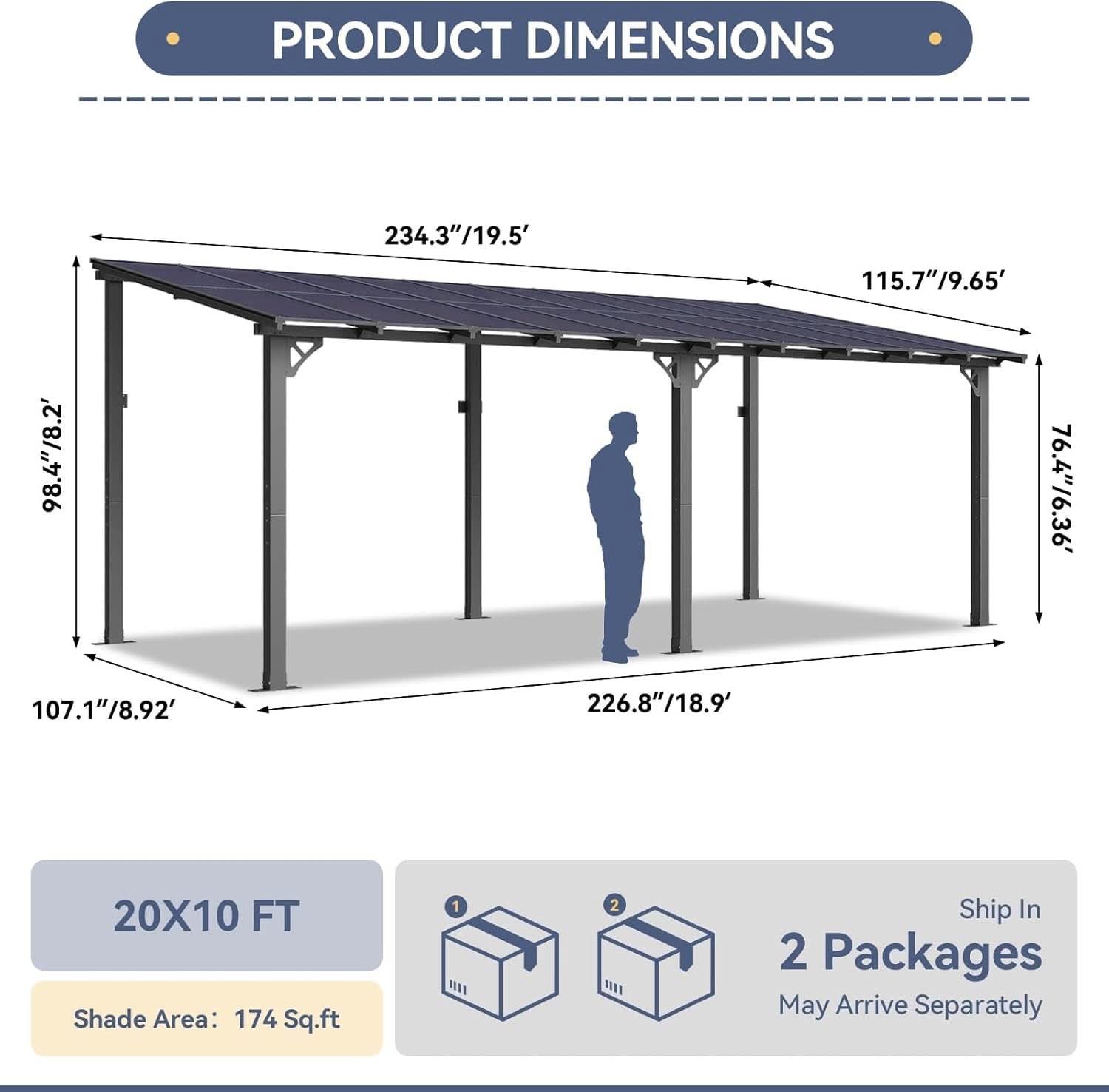10x20 Ft Gazebo With Aluminum Frame Polycarbonate Roof-1