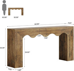 63 Inches Intricately Designed Walnut Console Table-0