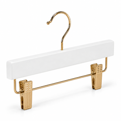 White Wooden Pants Hanger with Clips - 1 Case (120 Hangers)-2