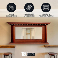 Seville 62x35.5 Inch Walnut Wall Mirror with Shelf-3