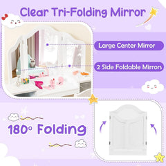 White Princess Vanity Desk Featuring Detachable Mirror-2
