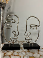 Set of Two Black and Silver Aluminum Tabletop Sculpture-6