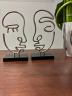 Set of Two Black and Silver Aluminum Tabletop Sculpture-7