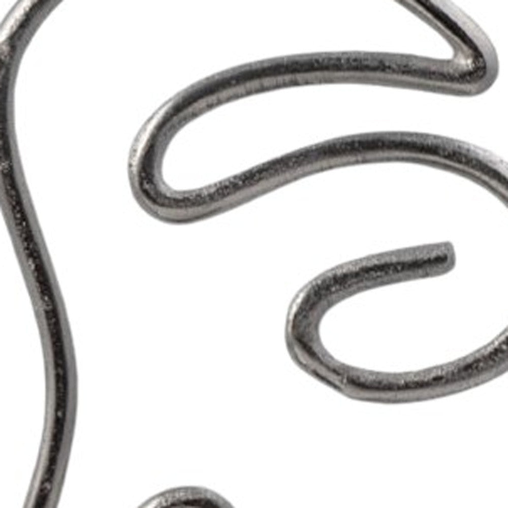 Set of Two Black and Silver Aluminum Tabletop Sculpture-5