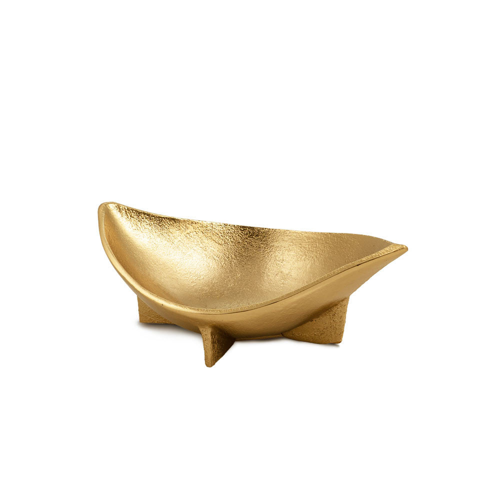 12" Gold Aluminum Oval Eye Shaped Centerpiece Bowl-1