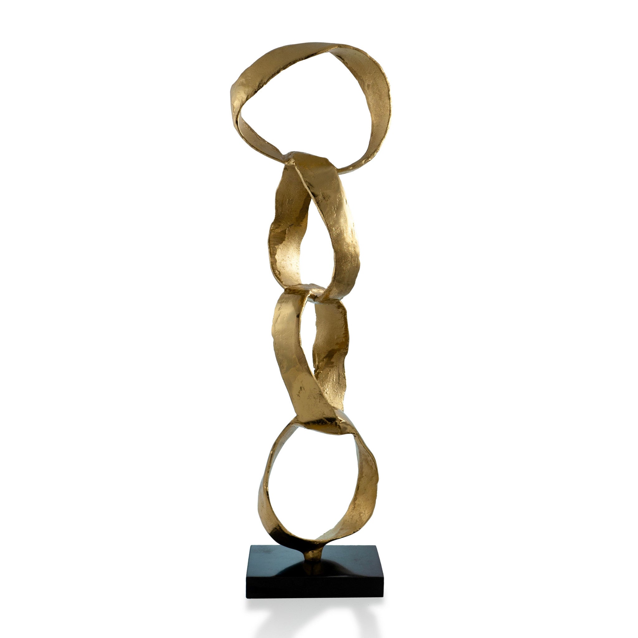 25" Gold and Black Marble and Aluminum Modern Abstract Tabletop Sculpture-1