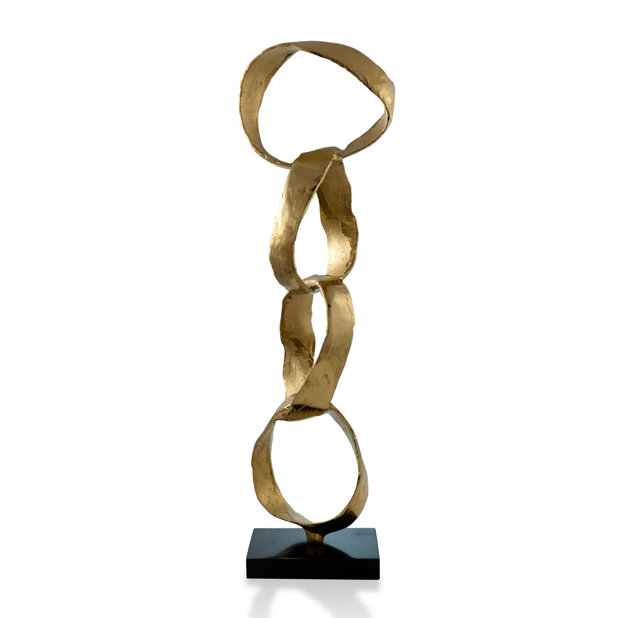 25" Gold and Black Marble and Aluminum Modern Abstract Tabletop Sculpture-2