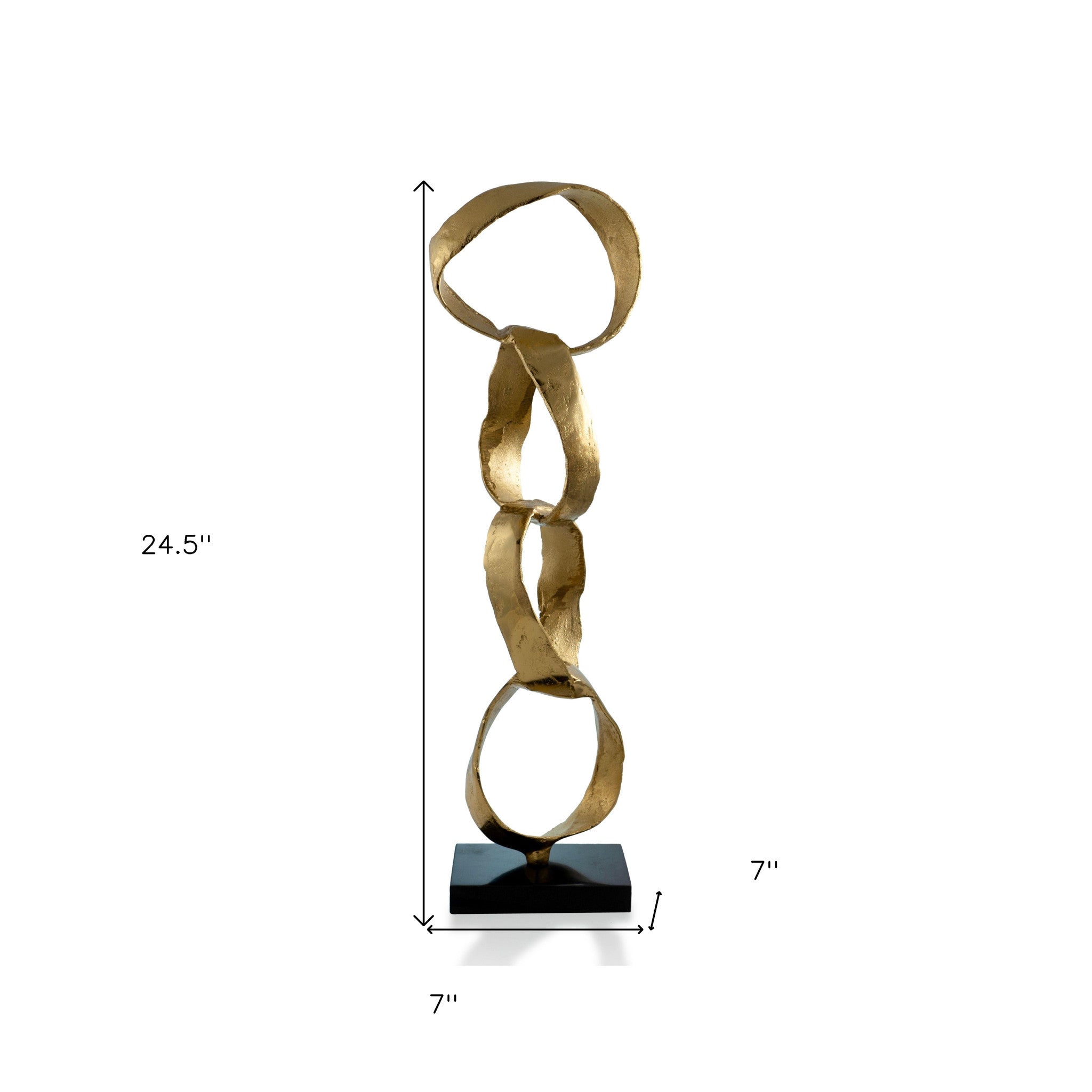 25" Gold and Black Marble and Aluminum Modern Abstract Tabletop Sculpture-3