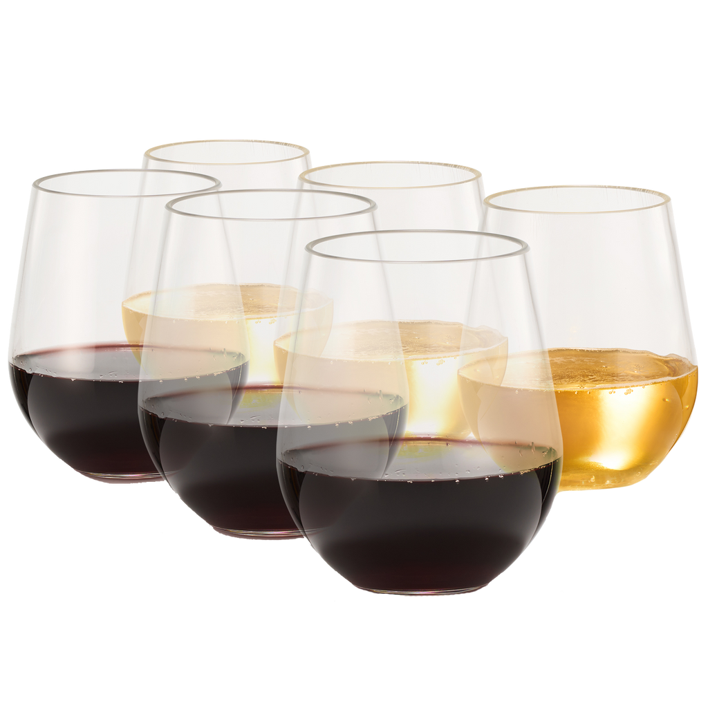 European Style Unbreakable Elegant Acrylic Stemless Wine Glasses 15 oz | Set of 6-0