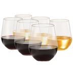 European Style Unbreakable Elegant Acrylic Stemless Wine Glasses 15 oz | Set of 6-0