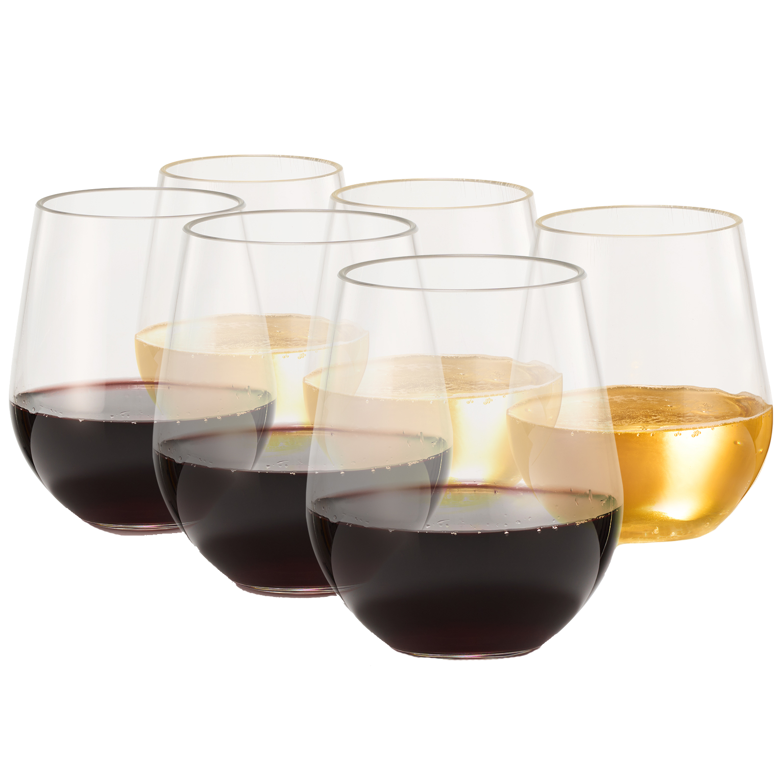 European Style Unbreakable Elegant Acrylic Stemless Wine Glasses 15 oz | Set of 6-0