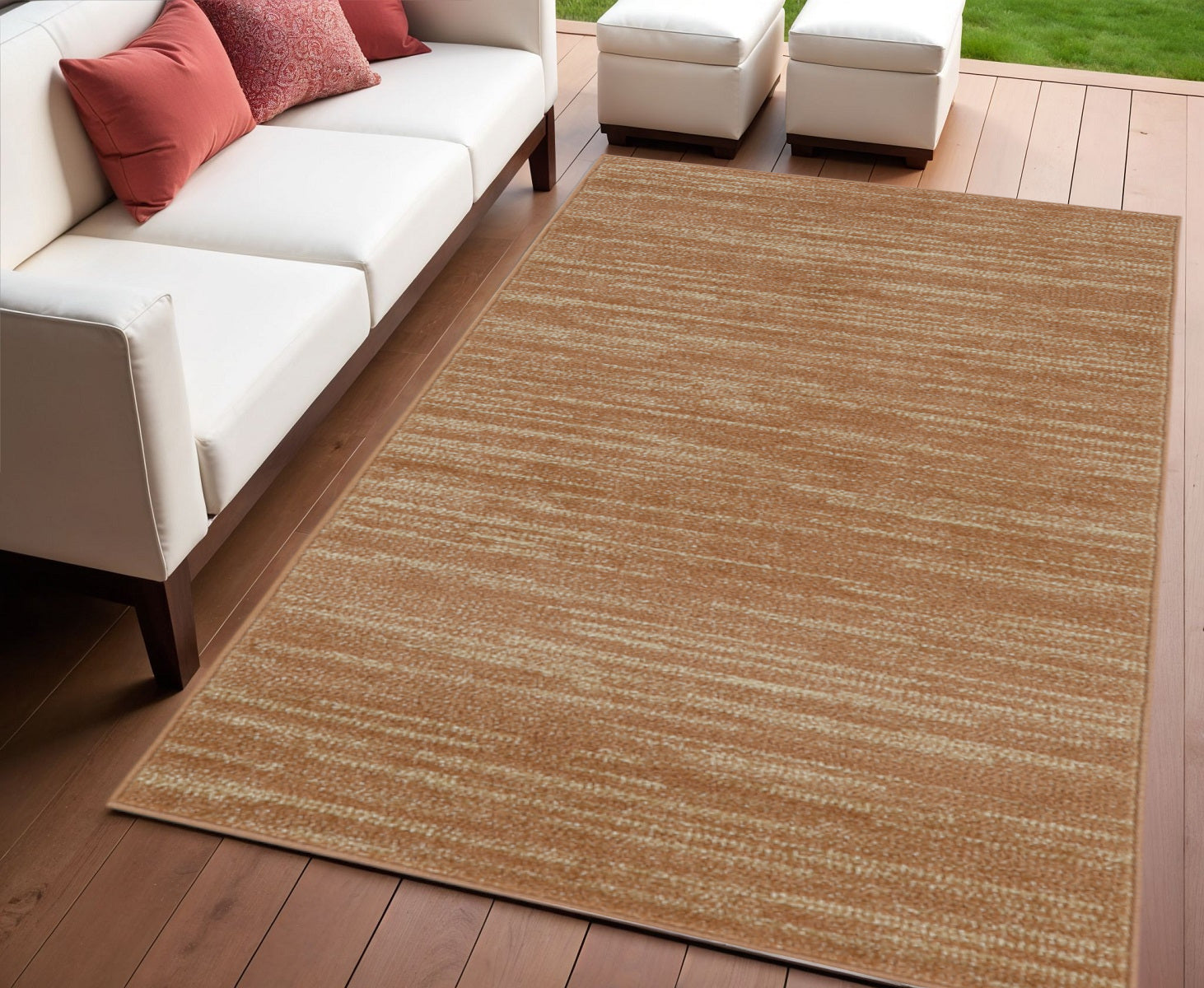 4' X 6' Rust Abstract Indoor Outdoor Area Rug-0