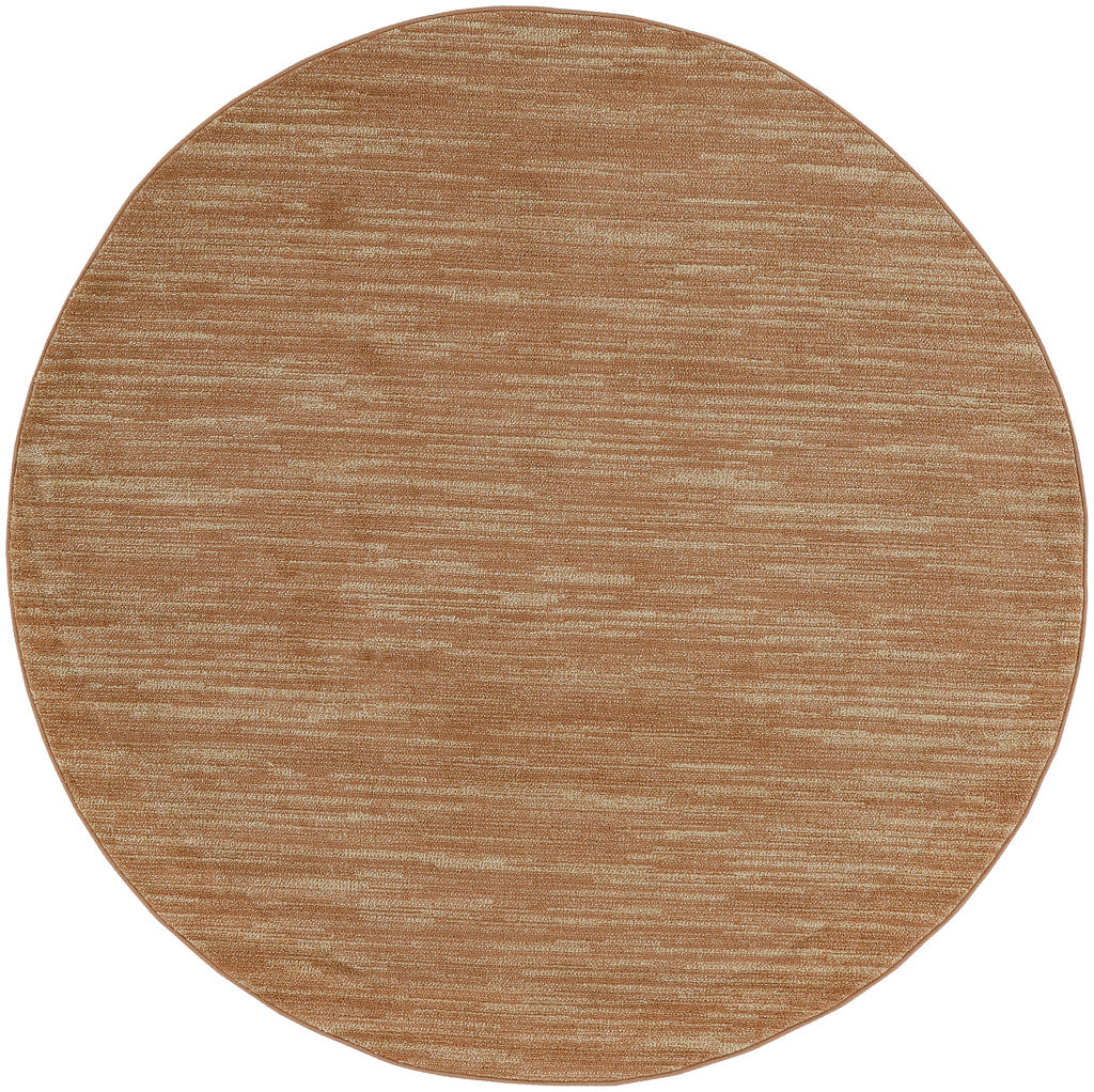 8' Rust Round Abstract Indoor Outdoor Area Rug-2