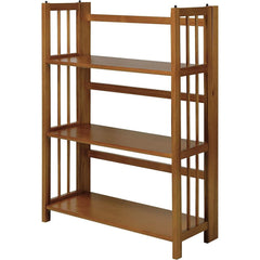 Chestnut Three Shelf Stackable Bookcase Solid Wood-1