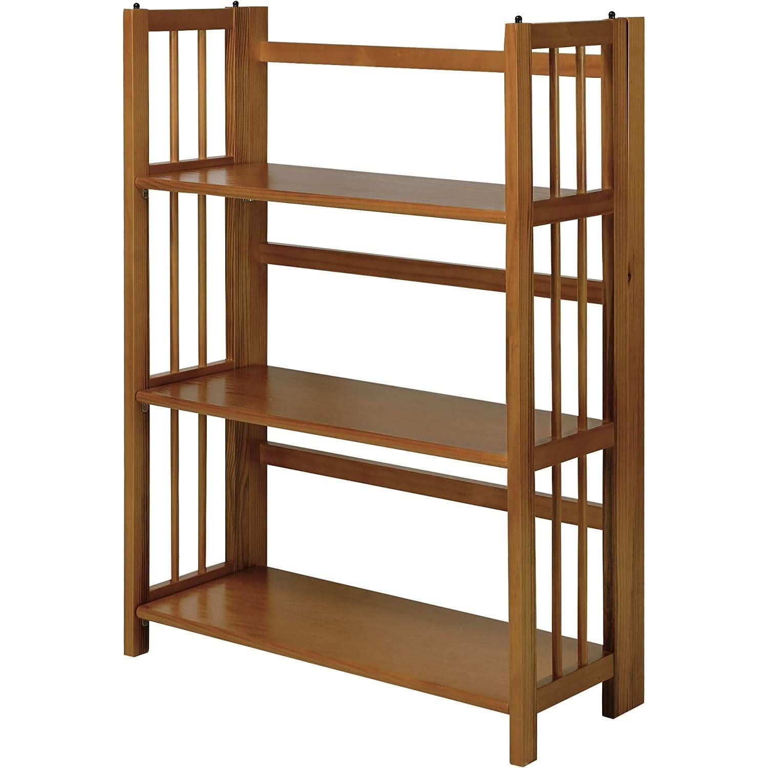 Chestnut Three Shelf Stackable Bookcase Solid Wood-1