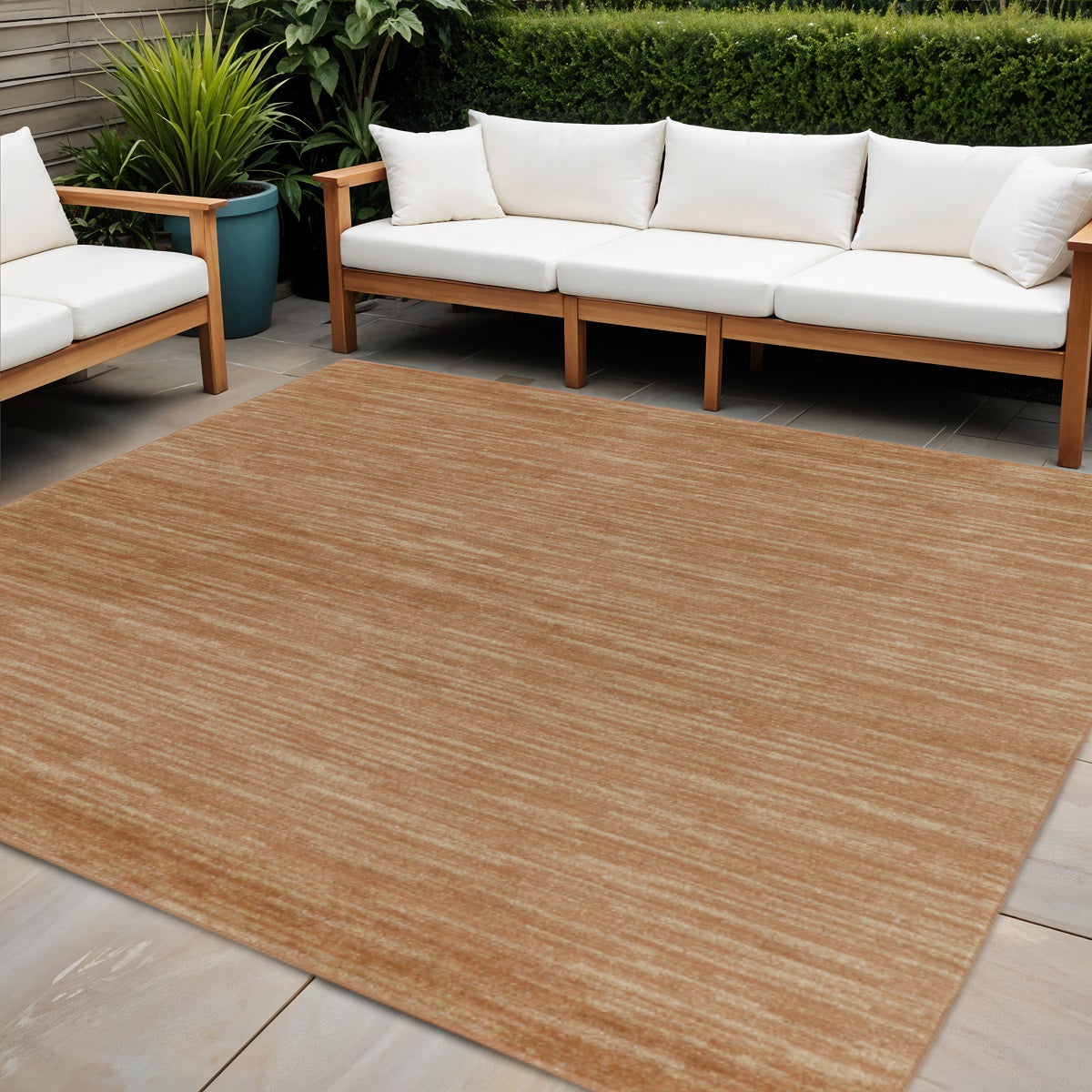 9' Rust Square Abstract Indoor Outdoor Area Rug-0
