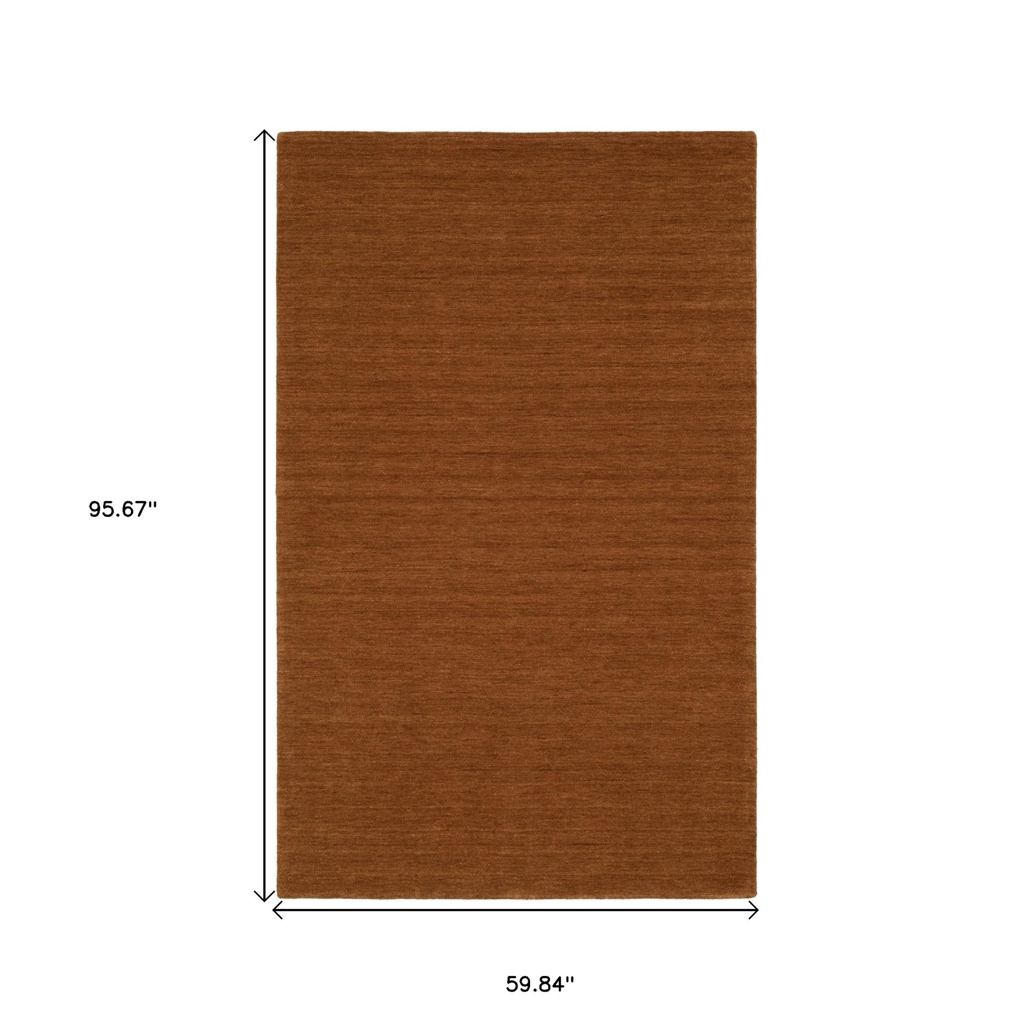 5' X 8' Rust Wool Hand Tufted Area Rug-2