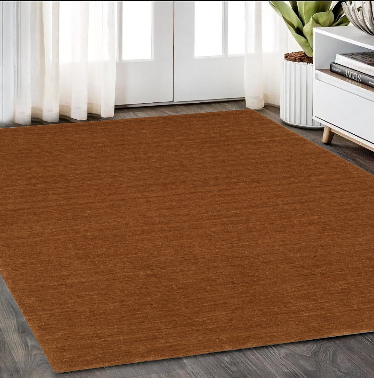 5' X 8' Rust Wool Hand Tufted Area Rug-0