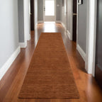 8' Rust Wool Hand Tufted Runner Rug-0