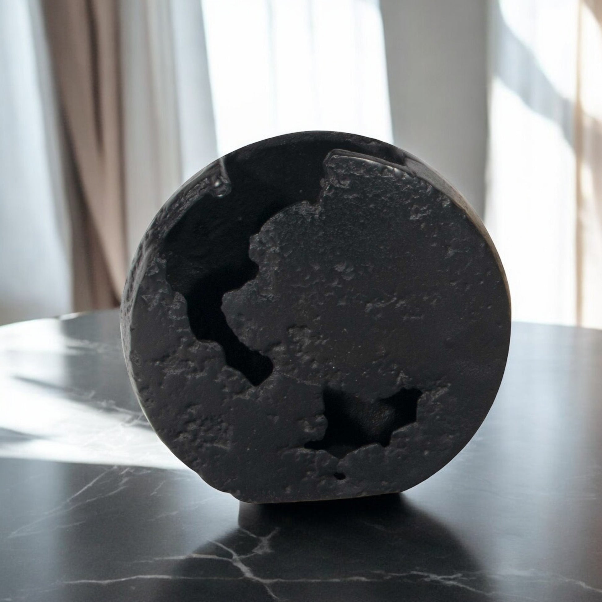8" Black Hammered Round Aluminum Table Vase-0