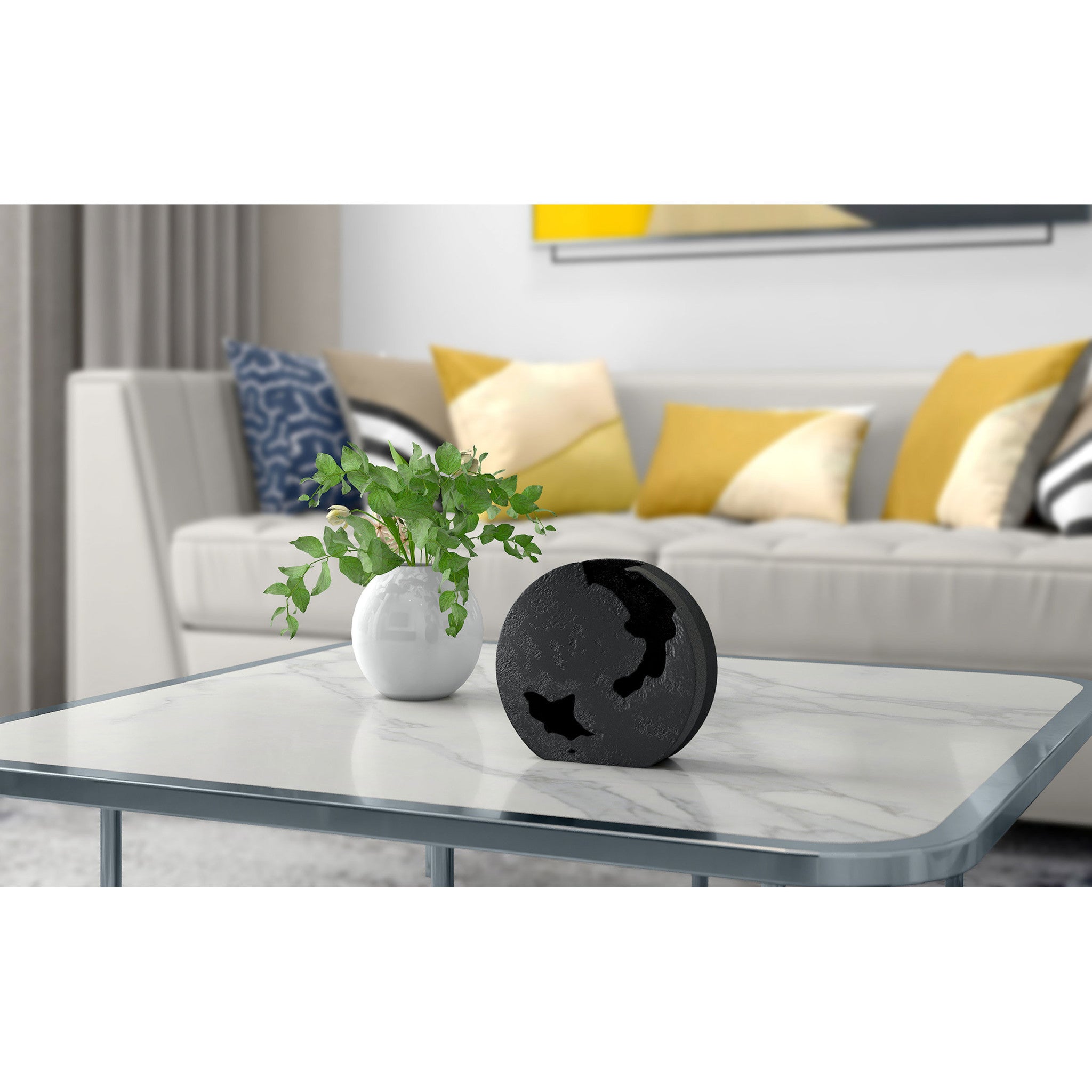 8" Black Hammered Round Aluminum Table Vase-4