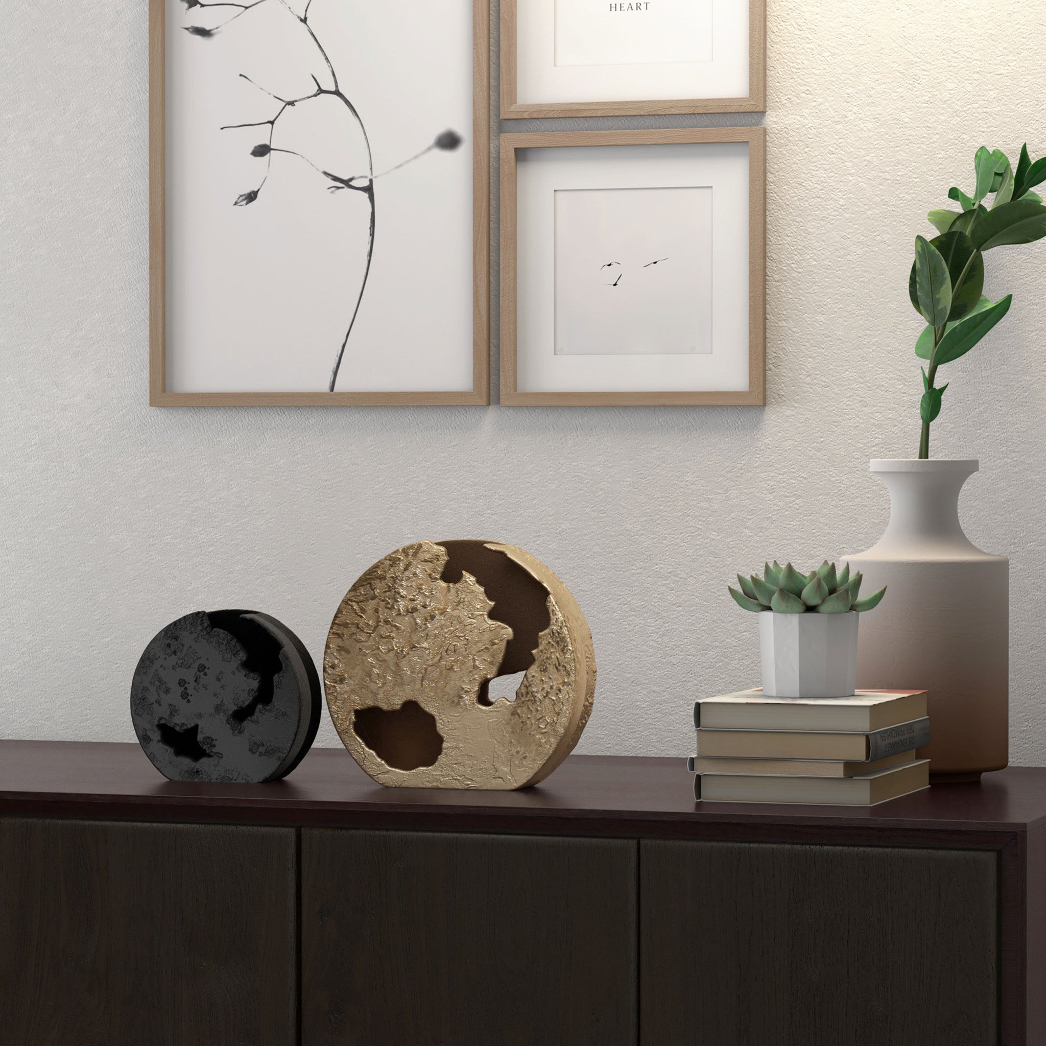 8" Black Hammered Round Aluminum Table Vase-5