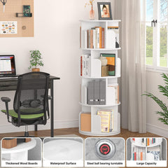 Rotating Corner Bookshelf 360 Degree White Storage-3