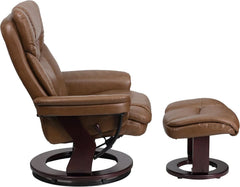 Leathersoft Recliner With Ottoman Palimino Swivel-4