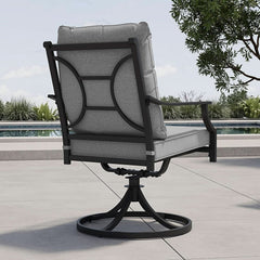 7 Piece Patio Dining Set For 6 With Swivel Chairs And Olefin Cushions-4