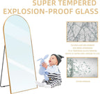 Arched Full Length Mirror 71x32 Inches Gold Aluminum Floor-3