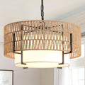 Boho Rattan Chandelier Pendant Light Natural Finish-0