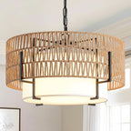 Boho Rattan Chandelier Pendant Light Natural Finish-0